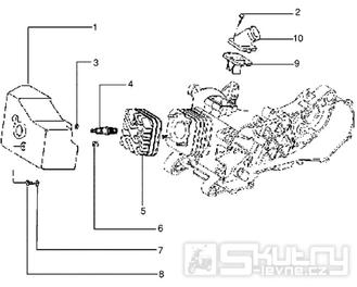 T5 Hlava válce, kryt motoru - Gilera Easy Moving 50ccm 2T AC (SSP2T0001001...)