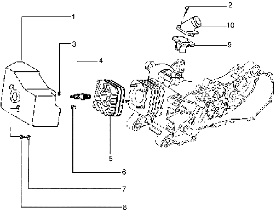 T5 Hlava válce, kryt motoru - Gilera Easy Moving 50ccm 2T AC (SSP2T0001001...)