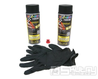 Sprej Sprayplast Dupli-Color v černém matném provedení 2x400ml s rukavicemi