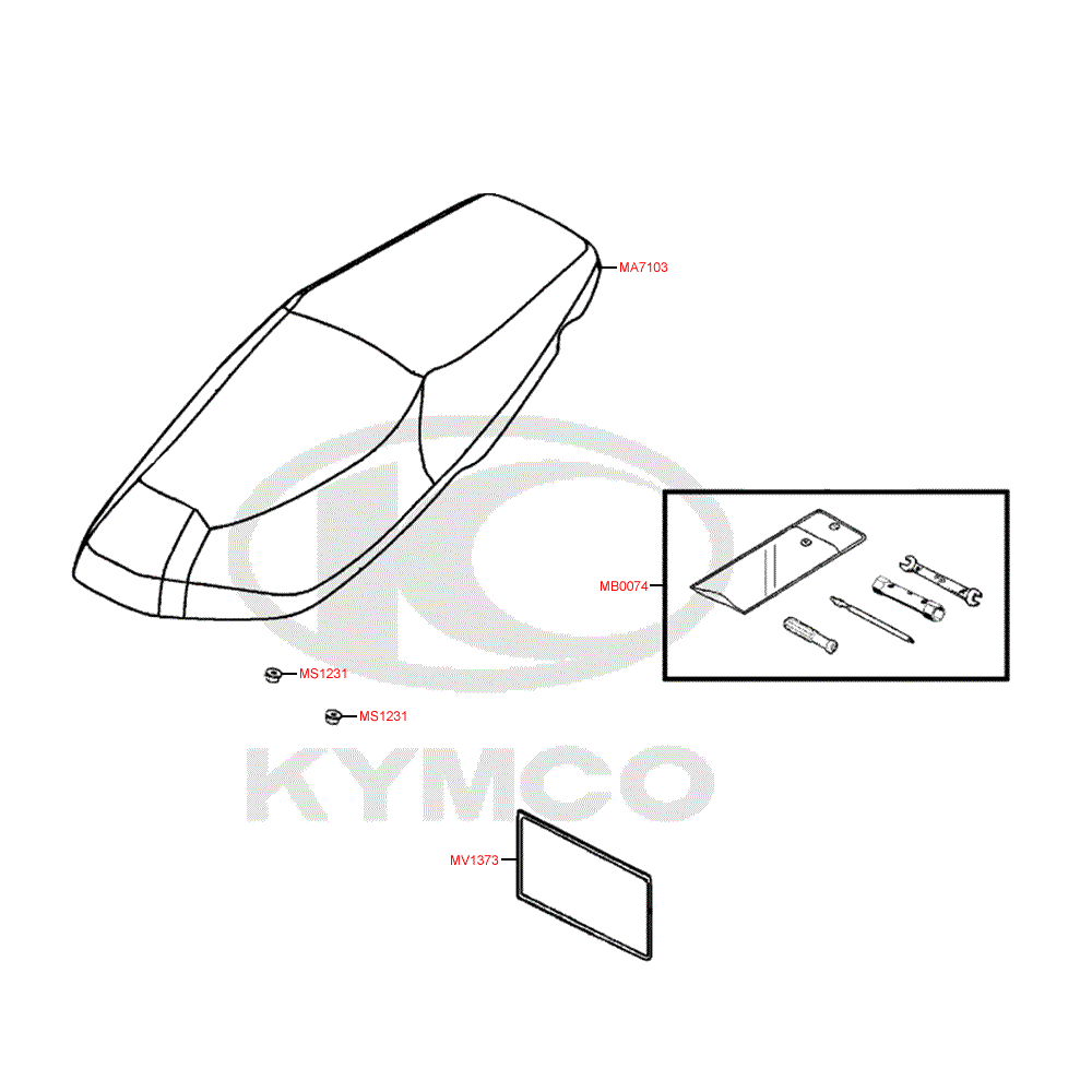 F09 Sedačka a nářadí pro Kymco Super 8 125 [LC2U82000] (KL25CA) KC125T-B