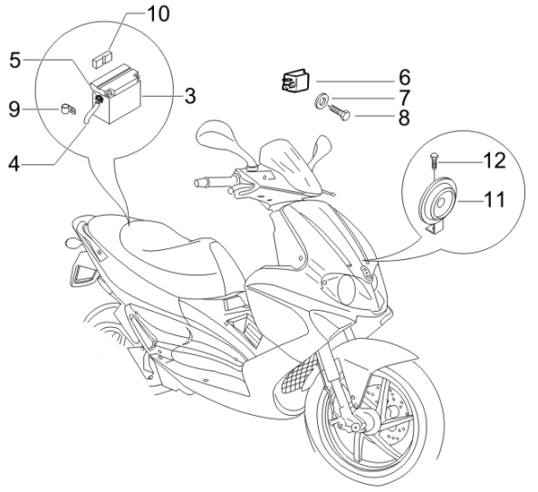 6.05 Baterie, houkačka, relé - Gilera Runner 50 SP -SC- 2006 (ZAPC461000)