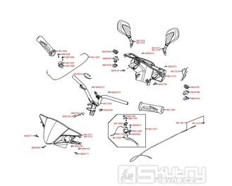 F03 Řidítka, gripy, zrcátka, ovládání a kapotáž řidítek - Kymco Movie S 125i SR25BA