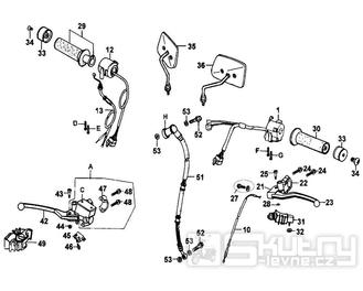 F03 Ovládání řidítek, zrcátka, brzdové páčky