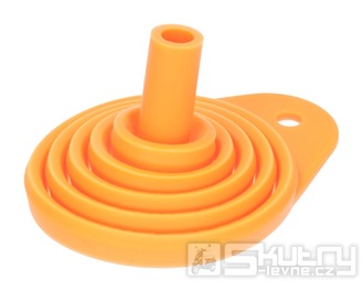Skládací silikonový trychtýř v oranžovém provedení