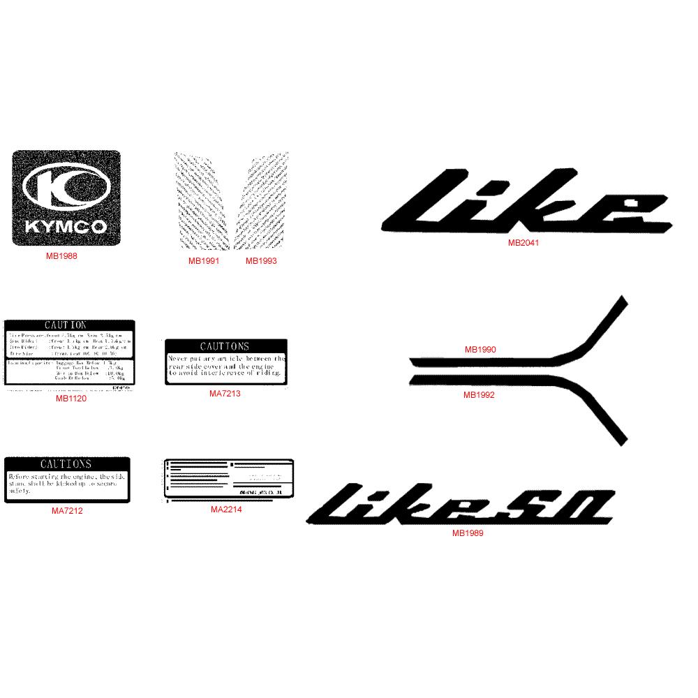 F22 Nálepky a opravná barva - Kymco Like 50 4T KG10AA