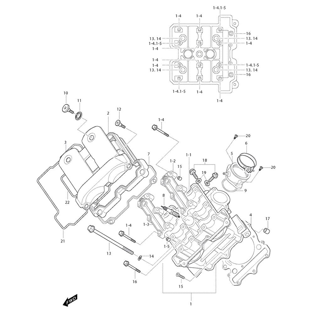 FIG01v Hlava válce přední - Hyosung GT 250i NE (Naked)