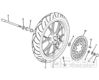 4.11 Přední kolo a brzdový kotouč - Gilera SC 125 2006 (6H332629, VTHGS1A1A, VTHGS1A1B)