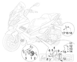 6.06 Regulátor napětí, zapalovací cívka a kabel - Gilera Nexus 300ie 4T LC 2008 (ZAPM35600)