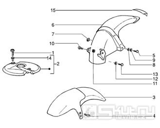 T33 Přední a zadní blatník - Gilera Runner VX 125 4T (ZAPM24100, ZAPM24000)