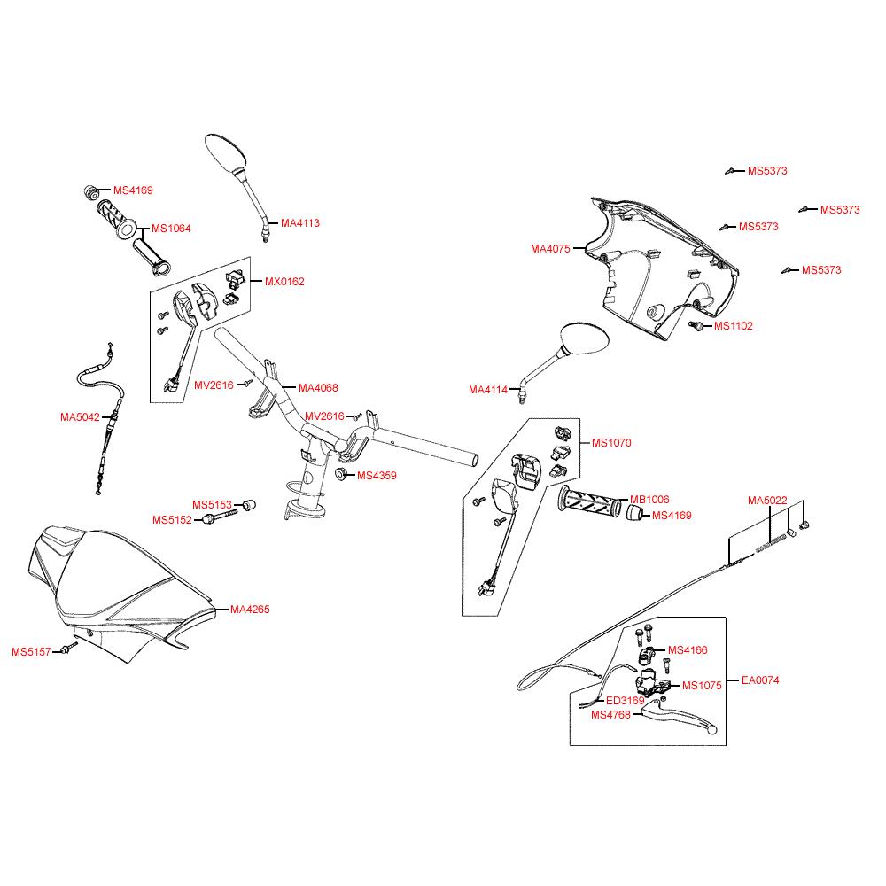 F03 Gripy / zrcátka / řídítka / kapotáž řídítek - Kymco Agility 125 MMC