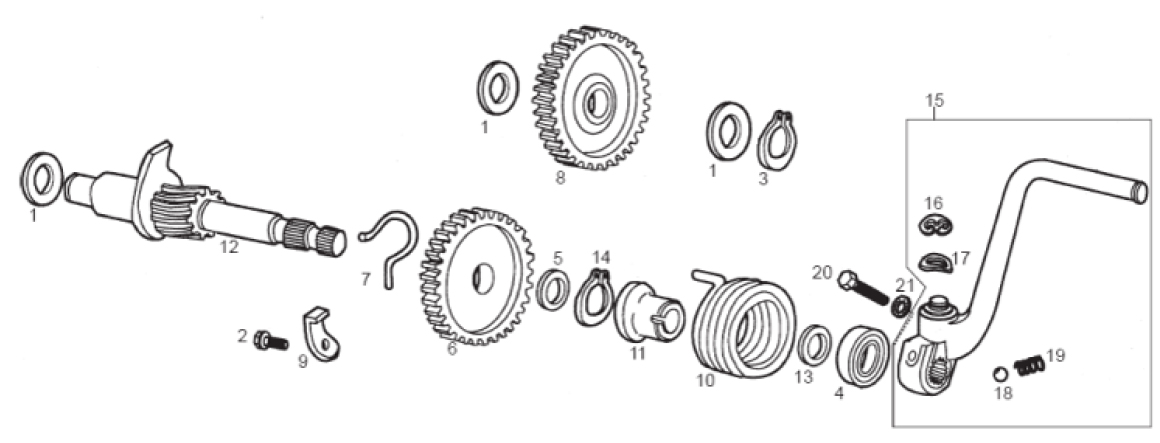 65.19 Mechanismus nožního startování - Gilera SMT 50 Racing D50B0 od roku 2011 (ZAPABB00)