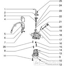 T15 Karburátor (jednotlivé díly) - Gilera Ice 50ccm do 2005 (ZAPC30000...)