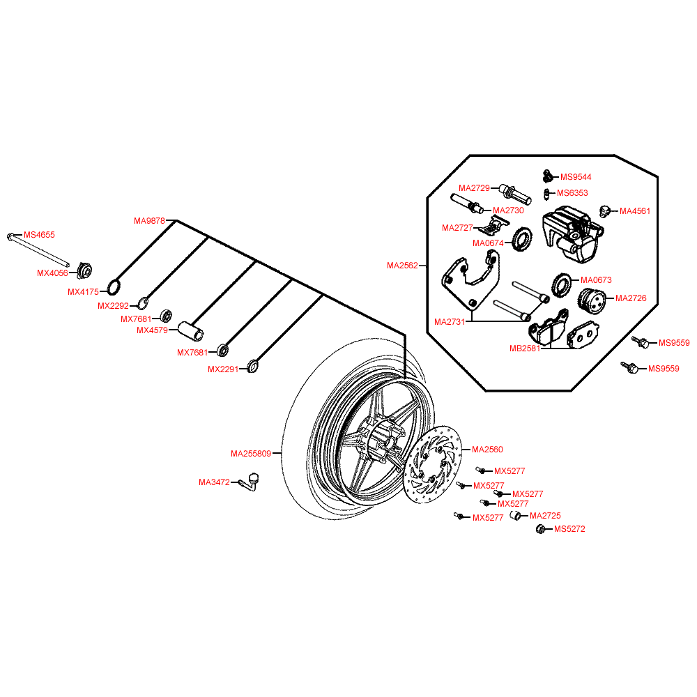 F07 Přední kolo s brzdou pro Kymco People S 50 Elegance [RFBB91000] (BB10AJ) B9