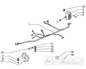 T36 Elektroinstalace, regulátor napětí, klakson - Gilera GSM 50ccm EBS do 2005 (VTBC33200...)