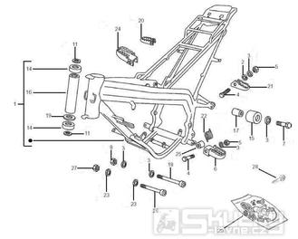 2.01 Rám, stupačky - Gilera RCR 50 od roku 2006, D50B0 (ZAPG11D1)