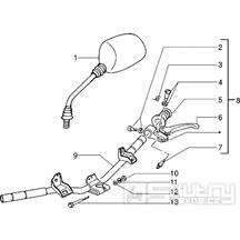 T33 Řidítka, levá rukojeť, brzdová páčka, zrcátko - Gilera Storm 50ccm 1998-2005 (TEC2T...)