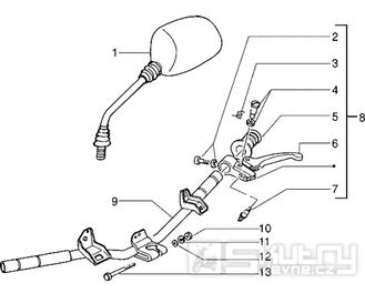 T33 Řidítka, levá rukojeť, brzdová páčka, zrcátko - Gilera Storm 50ccm 1998-2005 (TEC2T...)