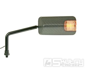 Zrcátko F1 Carbon-Look, univerzální - krátký držák, pravé / levé, LED blinkr