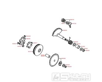 E06 Variátor / Startovací hřídel - Kymco Heroism 50 Calypso 50 KCZ SB10AC