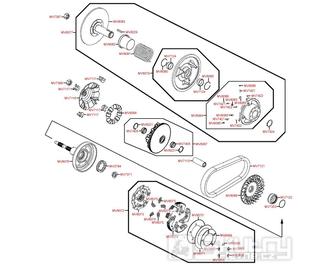 E06 Variátor a zadní řemenice - Kymco Maxxer 450i