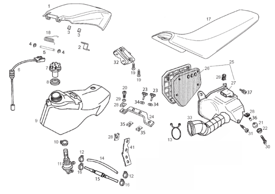 66.04 Palivová nádrž, vzduchový filtr, sedačka - Gilera SMT 50 D50B0 od roku 2013
