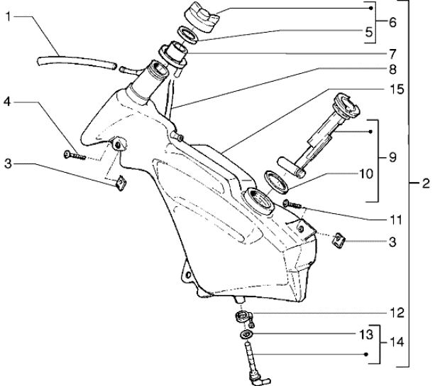 T34 Palivová nádrž - Gilera Runner 50 do roku 1999 (ZAPC14000)