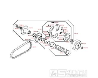 E07 Řemenice / spojka / řemen variátoru - Kymco Dink 50 SH10C