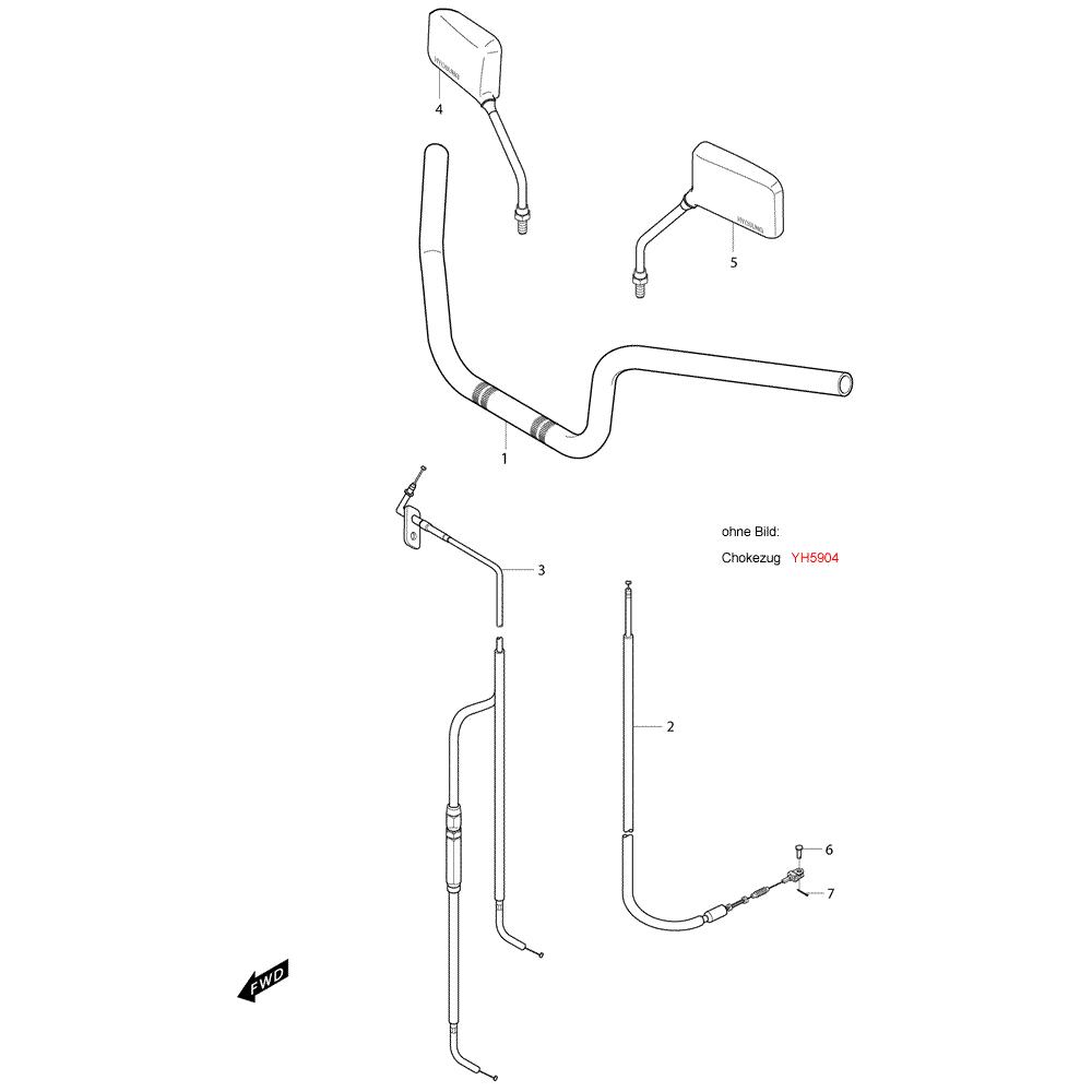 FIG38 Řídítka / Zrcátka / Lanka - Hyosung GT 250i NE (Naked)