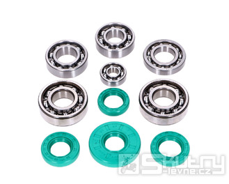 Sada kuličkových ložisek Schmitt Evolution kovová klec C3 FKM zelená se směrem otáčení pro motor Simson M500