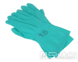 Ochranné nitrilové rukavice zelené 32cm v různých velikostech