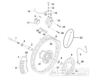 Přední kolo a brzdový systém - Malaguti XTM 50 Enduro 2003