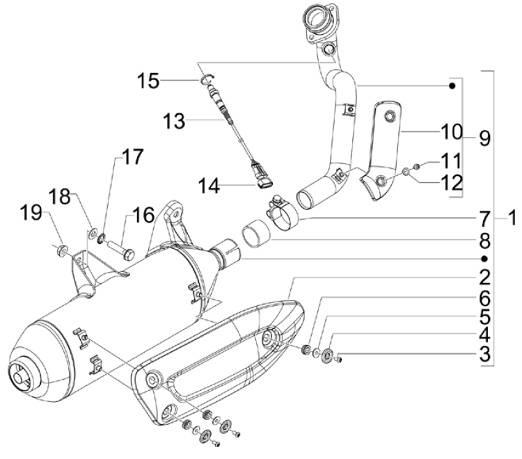 1.42 Výfuk - Gilera Nexus 125ie 4T LC 2008 (ZAPM35700)