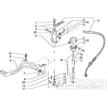 T29 Nožní brzdový pedál, hlavní brzdový válec, nádobka brzdové kapaliny - Gilera H@K 50ccm EBS od roku 2001 (VTBC33100...)