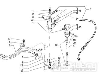 T29 Nožní brzdový pedál, hlavní brzdový válec, nádobka brzdové kapaliny - Gilera H@K 50ccm EBS od roku 2001 (VTBC33100...)