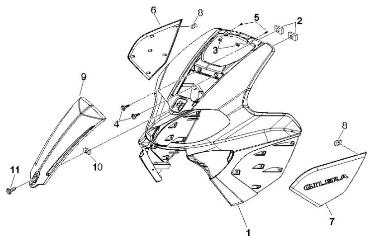 2.26 Přední plast, kapotáž - Gilera Runner 50 SP 2005-2006 (ZAPC46100)