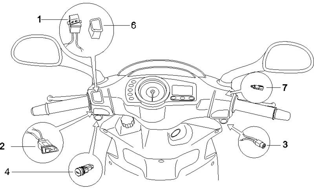 6.01 Přepínače světel a blinkrů, tlačítko startování a houkačky - Gilera Runner 125 VX 4T Speciální série 2007 (ZAPM46300)