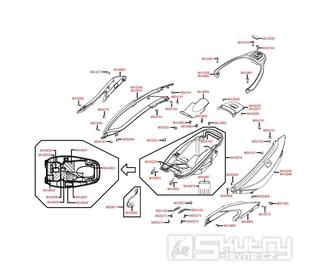 F12 Úložný prostor pro přilbu / Zadní kapotáž - Kymco Xciting 300i R [SB60AB]