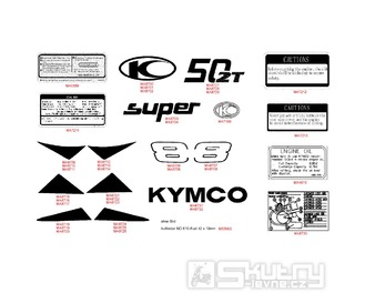 F22 Samolepky informační - Kymco Super 8 50 2-Takt