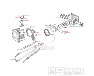 E03 Válec a kliková hřídel pro Kymco Super 8 125 [LC2U82000] (KL25CA) KC125T-B