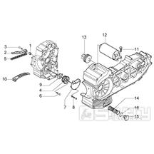 T11 Olejové čerpadlo, startér - Gilera Nexus 500ccm 4T LC do roku 2005 (ZAPM35200... , ZAPM3510...)