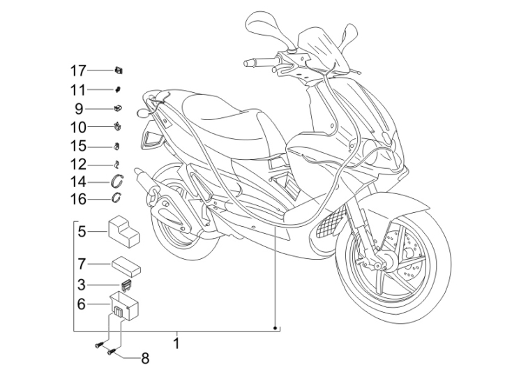 6.08 Elektroinstalace, pojistky - Gilera Runner 50 PureJet Race 2005 (ZAPC46200)