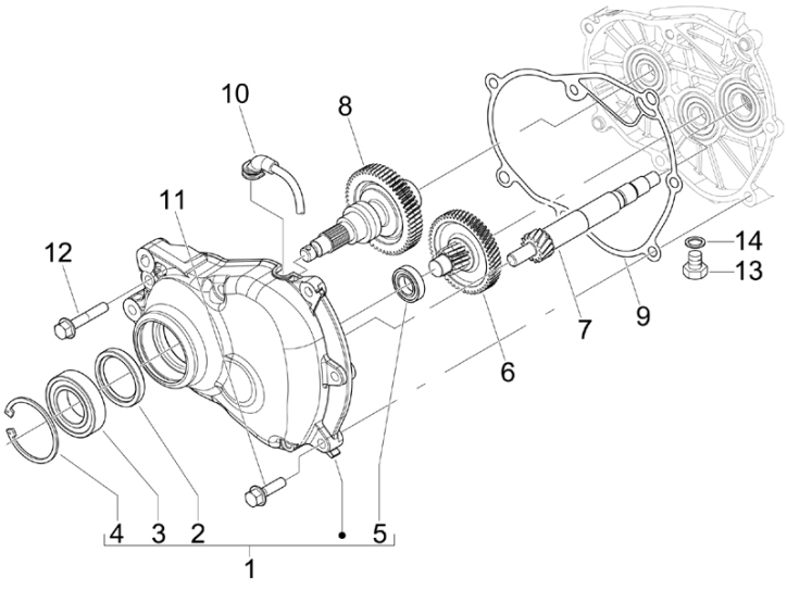 1.25 Převodovka - Gilera Runner 200 VXR 4T LC 2006 UK (ZAPM46400)