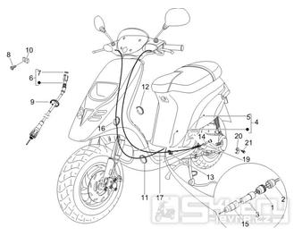 5.03 Brzdové lanko, rozdělovač, lanko k olejovému čerpadlu - Gilera Storm 50 2007 (UK - ZAPC29000)