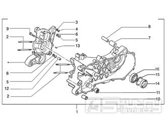 T2 Skříň klikové hřídele - Gilera Runner Purejet 50 1998-2005 (ZAPC36100)