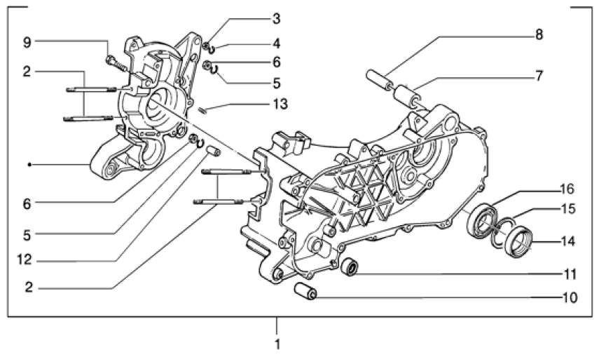 T2 Skříň klikové hřídele - Gilera Runner Purejet 50 1998-2005 (ZAPC36100)