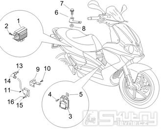 6.06 Regulátor napětí, zapalovací cívka a kabel - Gilera Runner 200 VXR 4T LC 2005-2006 (ZAPM46200)