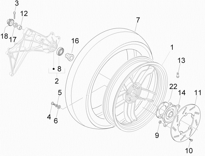 4.12 Zadní kolo - Gilera Nexus 500 SP 4T LC 2006-2007 (ZAPM35200)