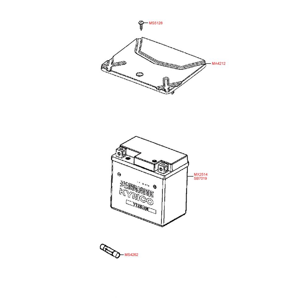 F11 Baterie / kryt baterie - Kymco Agility 125