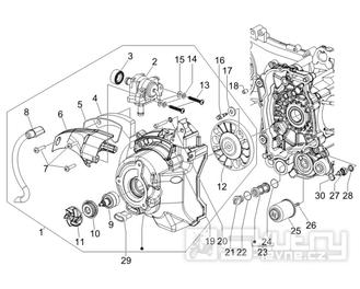 1.23 Kryt magneta dobíjení, olejový filtr - Gilera Nexus 125 4T LC 2007-2008 (ZAPM35700)