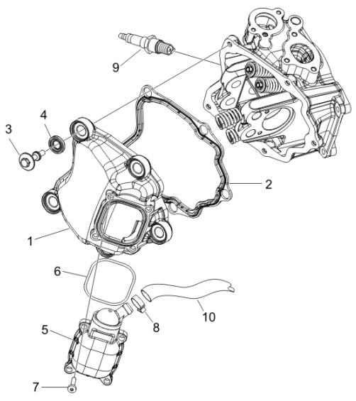 1.12 Kryt hlavy válce, zapalovací svíčka - Gilera Runner 200 VXR 4T LC 2006 UK (ZAPM46400)